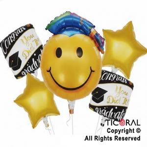 SET DE GLOBOS METALIZADO GRADUADO SMILE 5 UNIDADES X 1